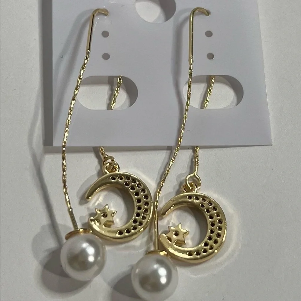 14k goldfilled moon drop earrings - Picture 3 of 3